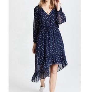 Joie floral midi silk chiffon dress asymmetrical